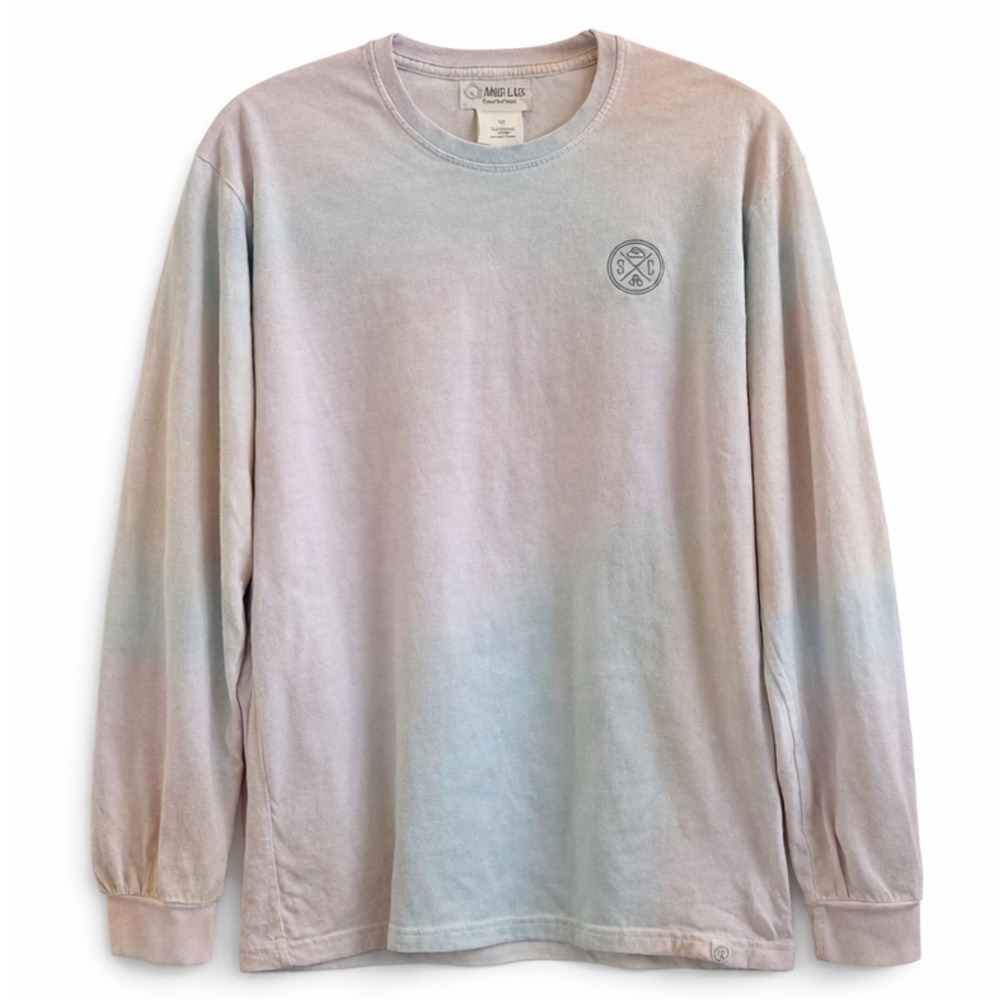Sand Cloud Organic Cotton Long Sleeve Tie Dye T-Shirt Pastel‎ Pink Blue Medium